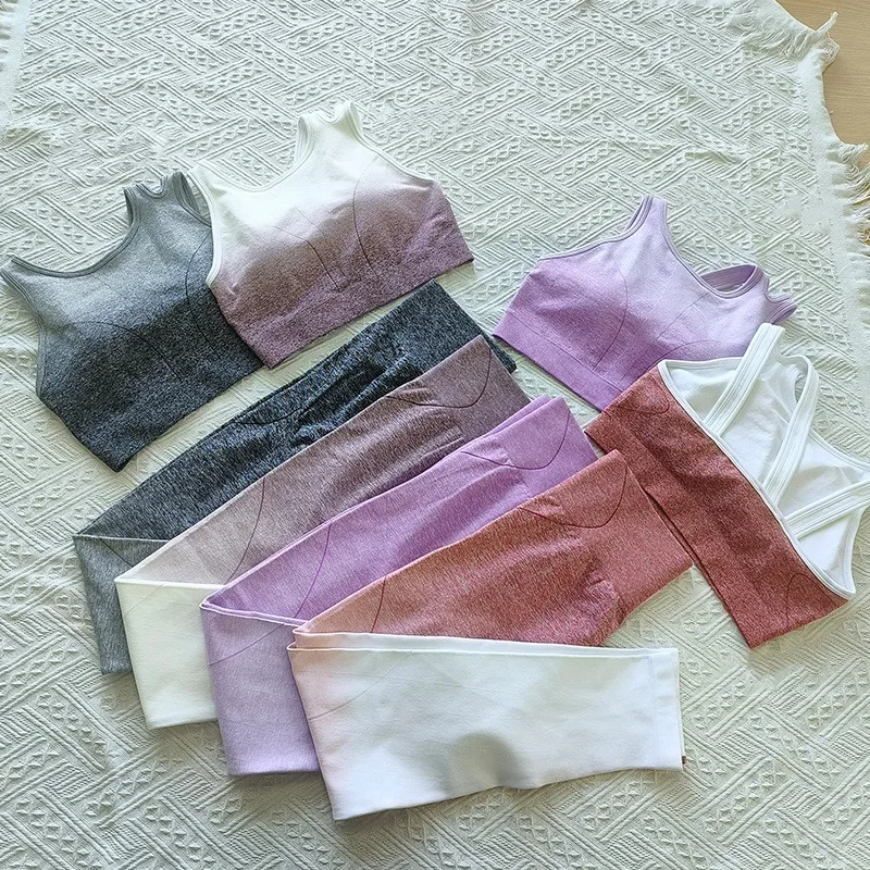 New High Impact Sports Bra Compression Leggings Active Gym Wear Custom Wholesale Plus Size Pants and Bras Women Yoga Set Fitness