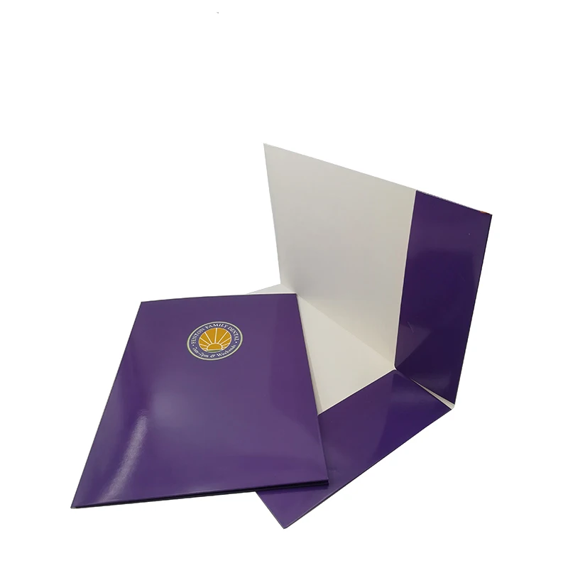 Custom Logo A3 Kraft Paper Cardboard File Presentation 2 Pocket Folders With Card Slot Paper File Folder