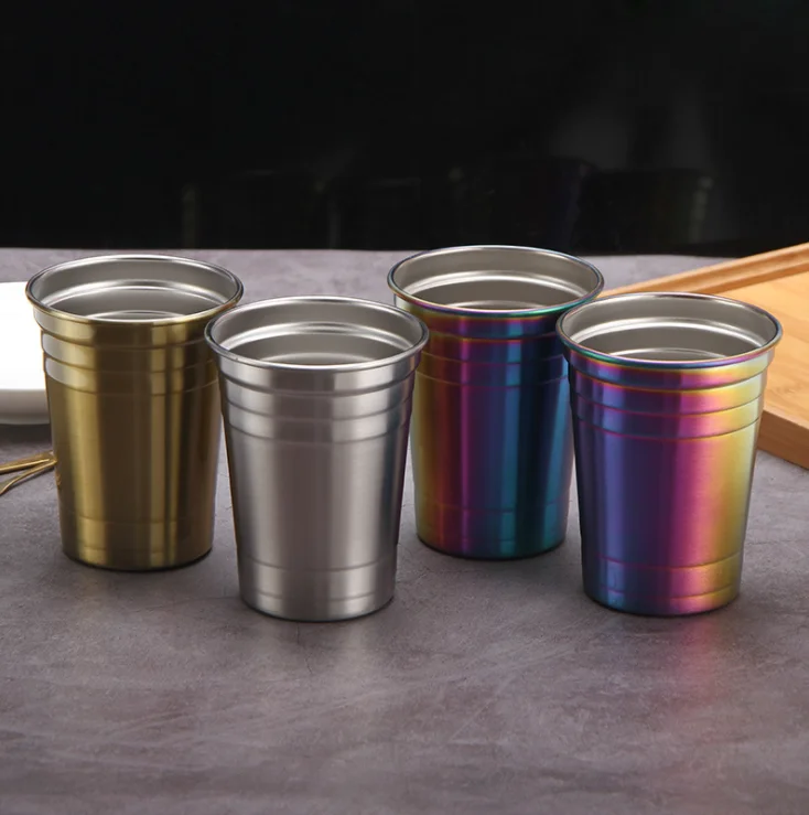 Reusable Stainless Steel 16oz 500ml Red Pint Cups Mini Party for Jello Shots Beer Pong Cups tumbler girlwill