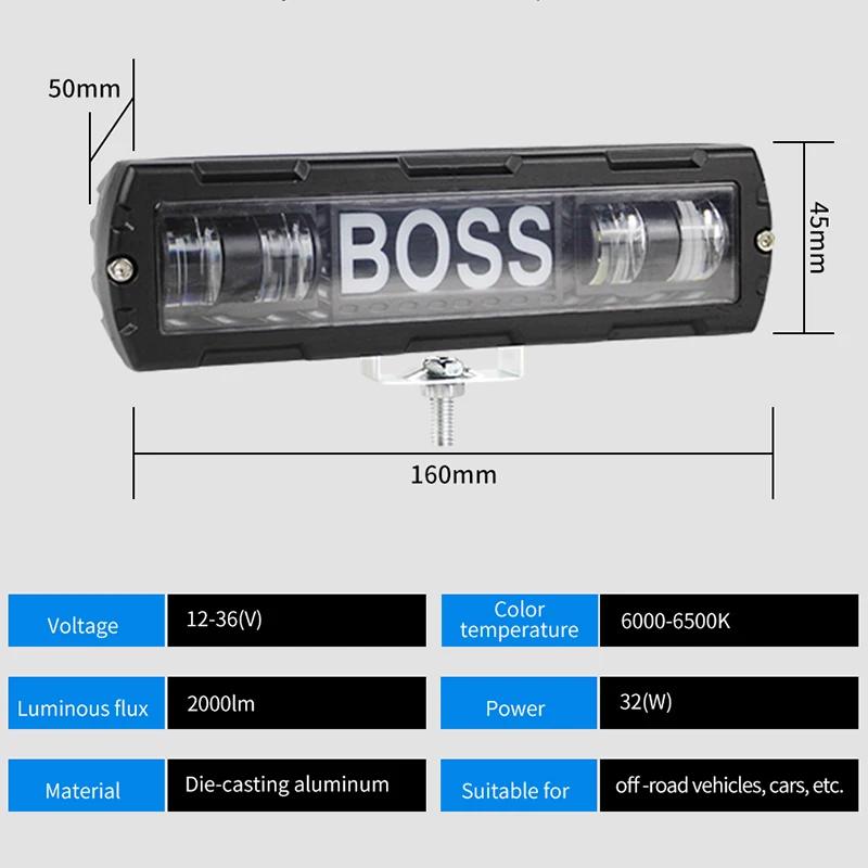 Hearxin Motorcycle Light Bar 6 Inch LED Bar Auto Car Light Accessories DRL Headlights Truck SUV Vehicle Auxiliary Work Light
