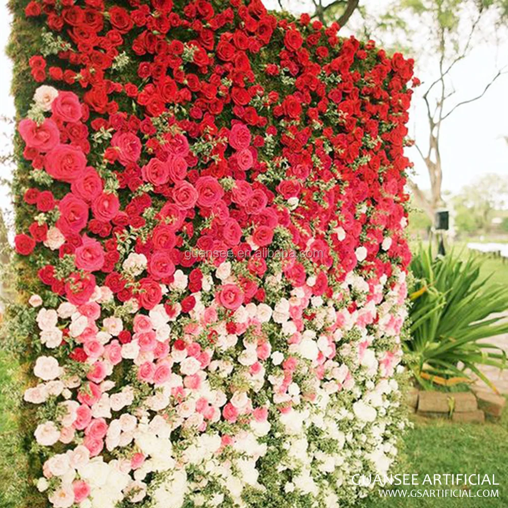 Christmas home indoor background decoration flower row fabric cloth base ceiling decor silk rose wall flower wall