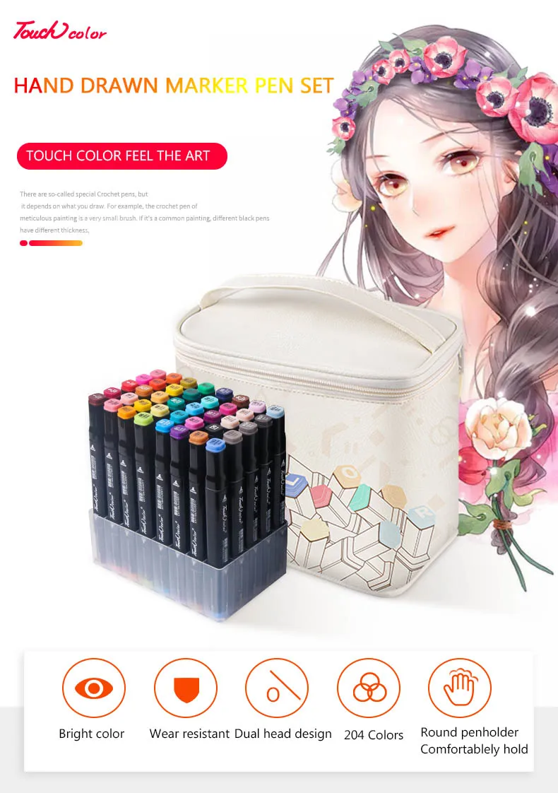 
 204 цветов для творческого рисования Маркер для белой доски имеют спиртовую основу искусство рисования набросков для раскрашивания для взрослых и маркер для белой доски с белым сумка для переноски  