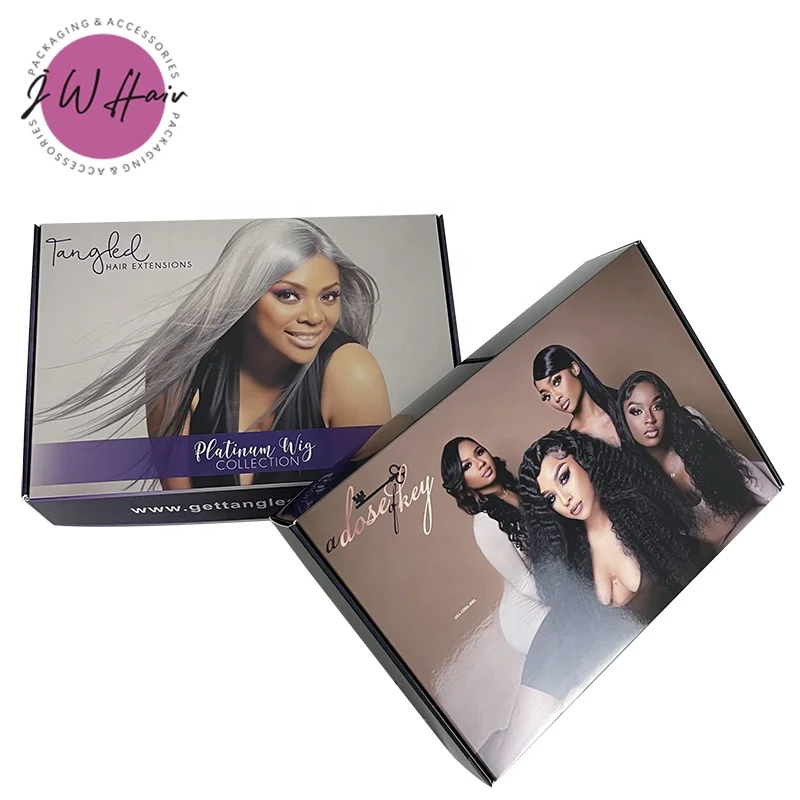 Wholesale Cardboard Wigs Mailer Shipping Box Customize Luxury Colorful Printed Hair Extension Packing Box