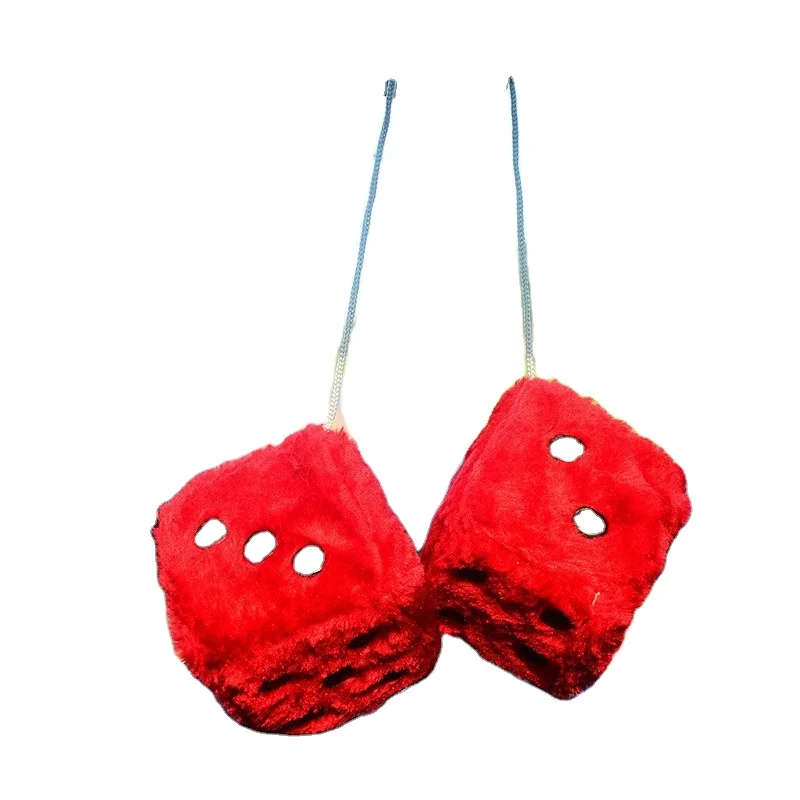 Wholesale Custom Car Hanging Plush Fuzzy Dice Plush Pendant Soft Plush Dice Toys Stuffed Dice Plush Toys
