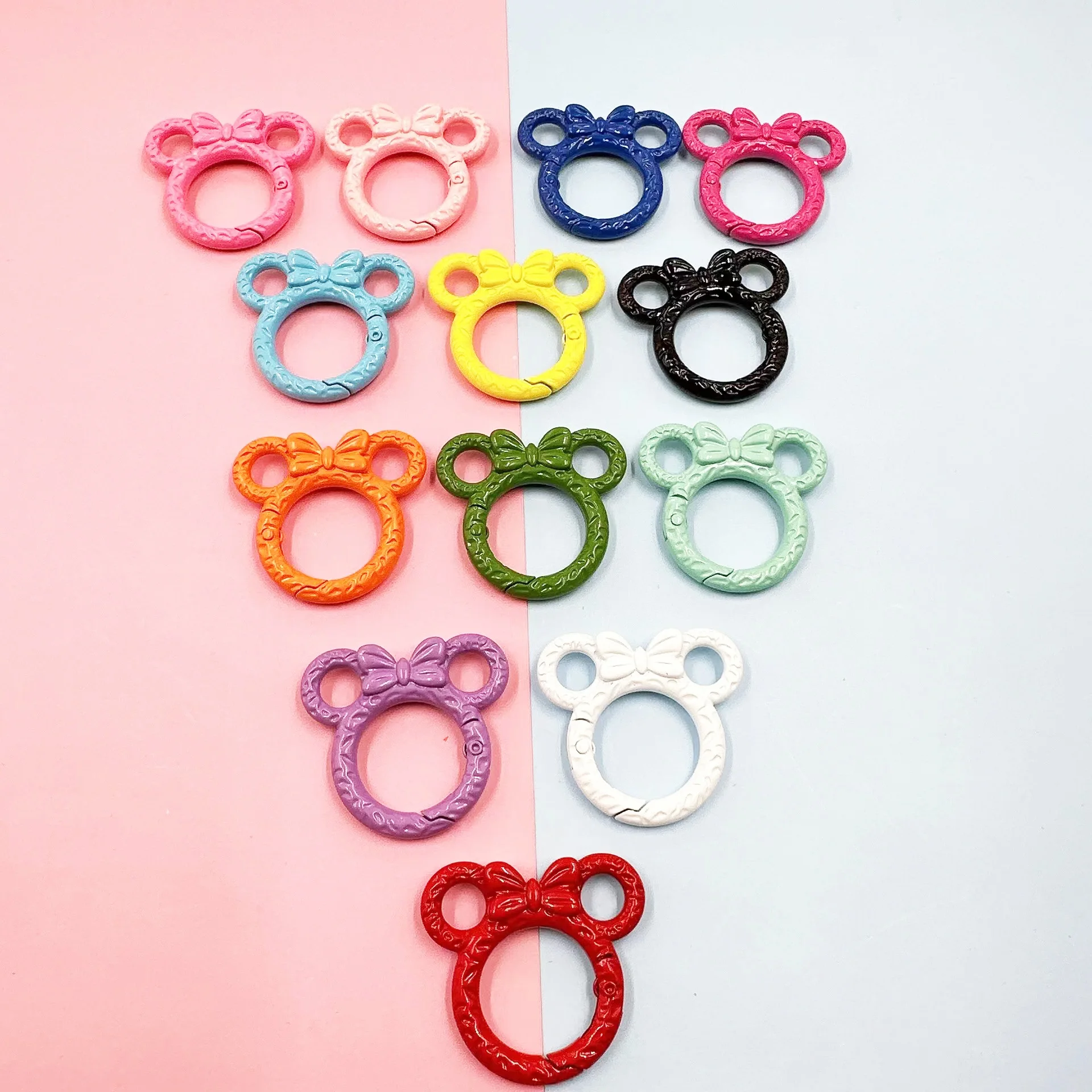 New Style Colorful Mickey stripe Spring Ring DIY Handmade Jewelry Keychain/Carabiner Promotional Keychains Carabiners