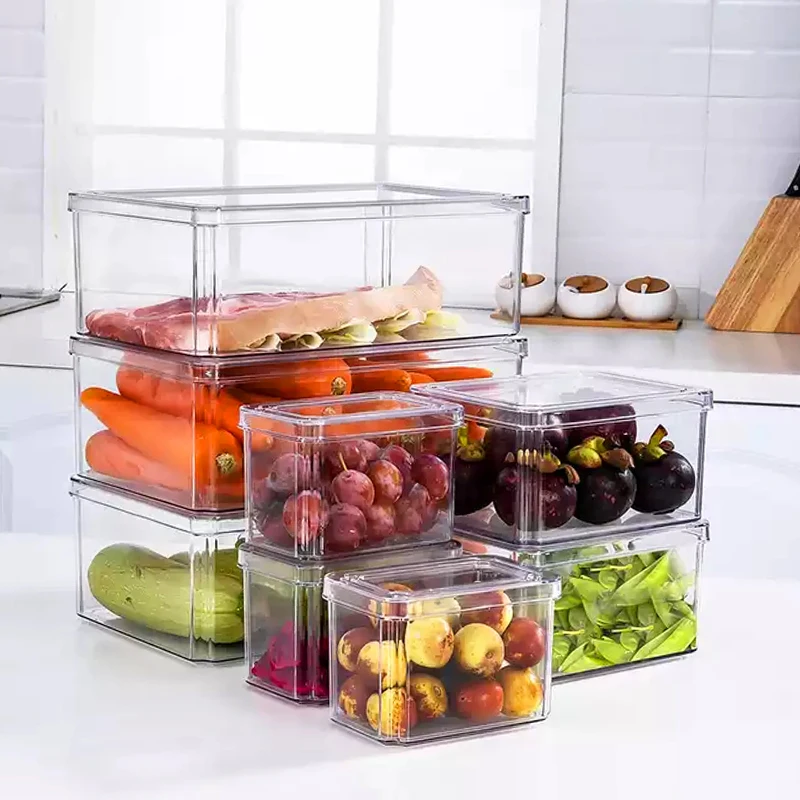 Vegetables fruits clear square leakproof air sealed food preserving airtight plastic food containers with lids (1600698202021)