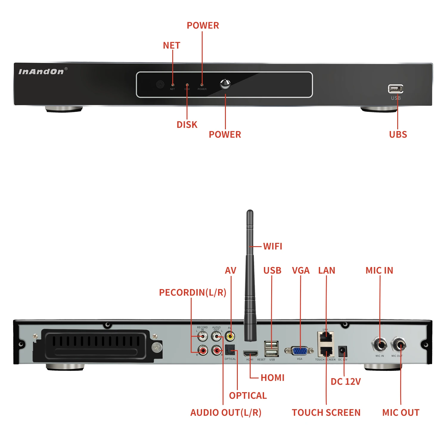 
V503 Touch Screen Machine Karaoke System Juke Box Karaoke Player 21.5 Inch 6T with Wireless Karaoke Microphone 