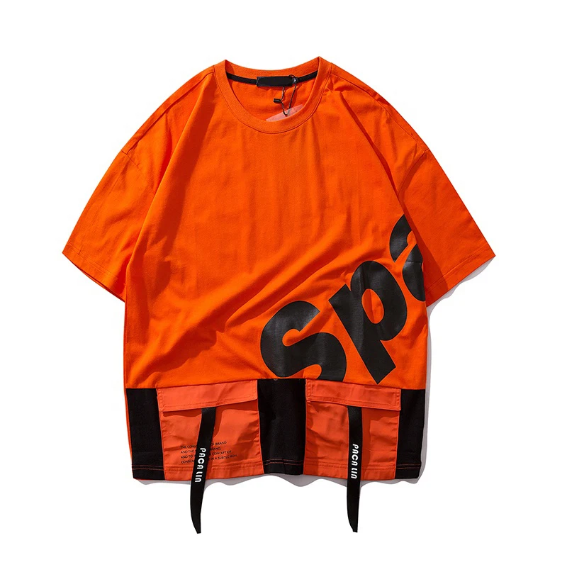 Custom Wholesale Street Style Hip Hop Men T-Shirt Half Sleeves T Shirt with Pocket