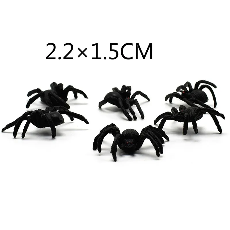 Halloween Decorative Luminous Spiders Small Black Plastic Fake Spider Glow In Dark Toys Funny Joke Prank Realistic Props