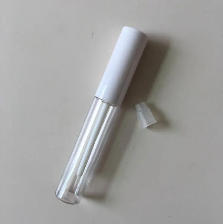 Wholesale 10ml Plastic Clear/frosted/white empty lip gloss/mascara/eyeliner wand tube bottle with white cap