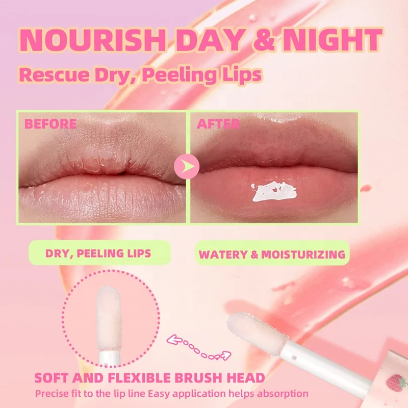 Wholesale Colored Fruit Makeup Primer Glow Moisturizing Lip Oil Long Lasting Hydrating Lip Balm Lip Gloss