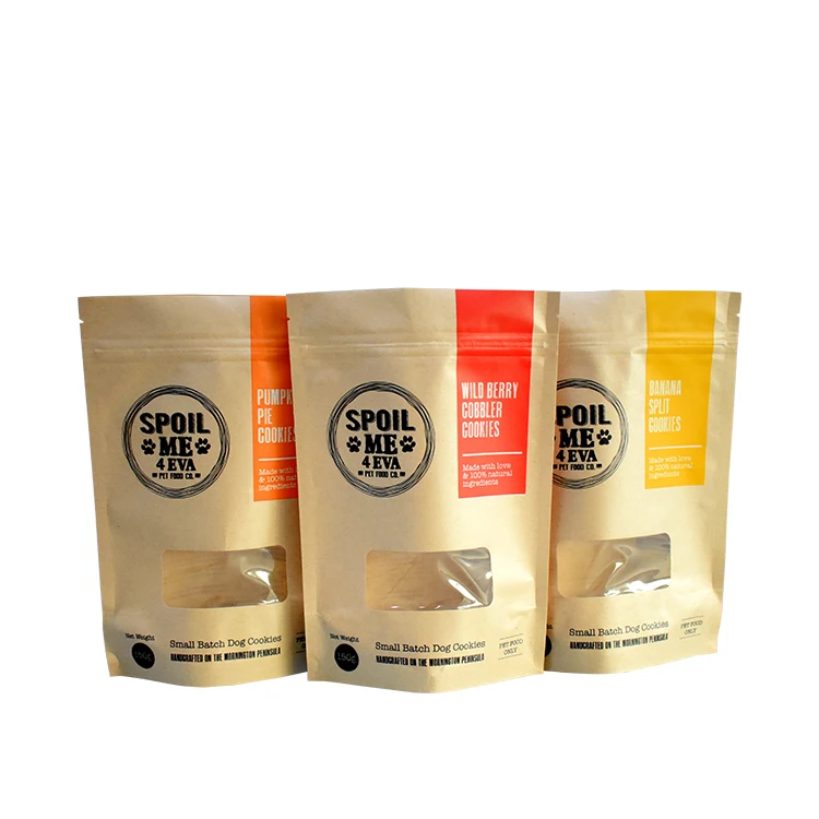 Custom Logo Printing Animal Feed Dog Food Packaging Kraft Paper Bag Slider Zip Lock Pet Food Bags With Resealable Zipper