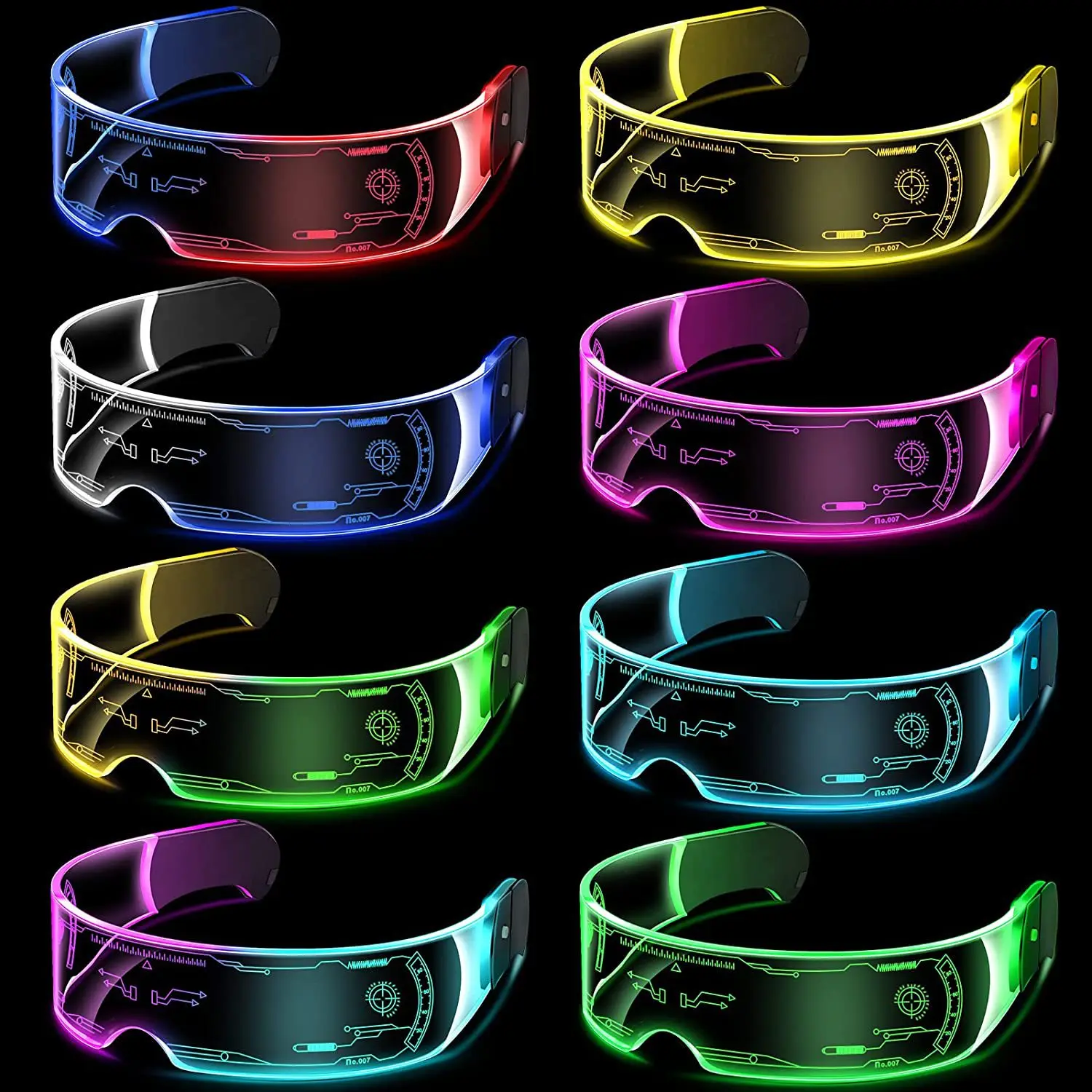 Hot Sale Custom Logo LED Party Glasses Futuristic Cyberpunk Flashing Glow Light Up Luminous Glasses Festival For Adult
