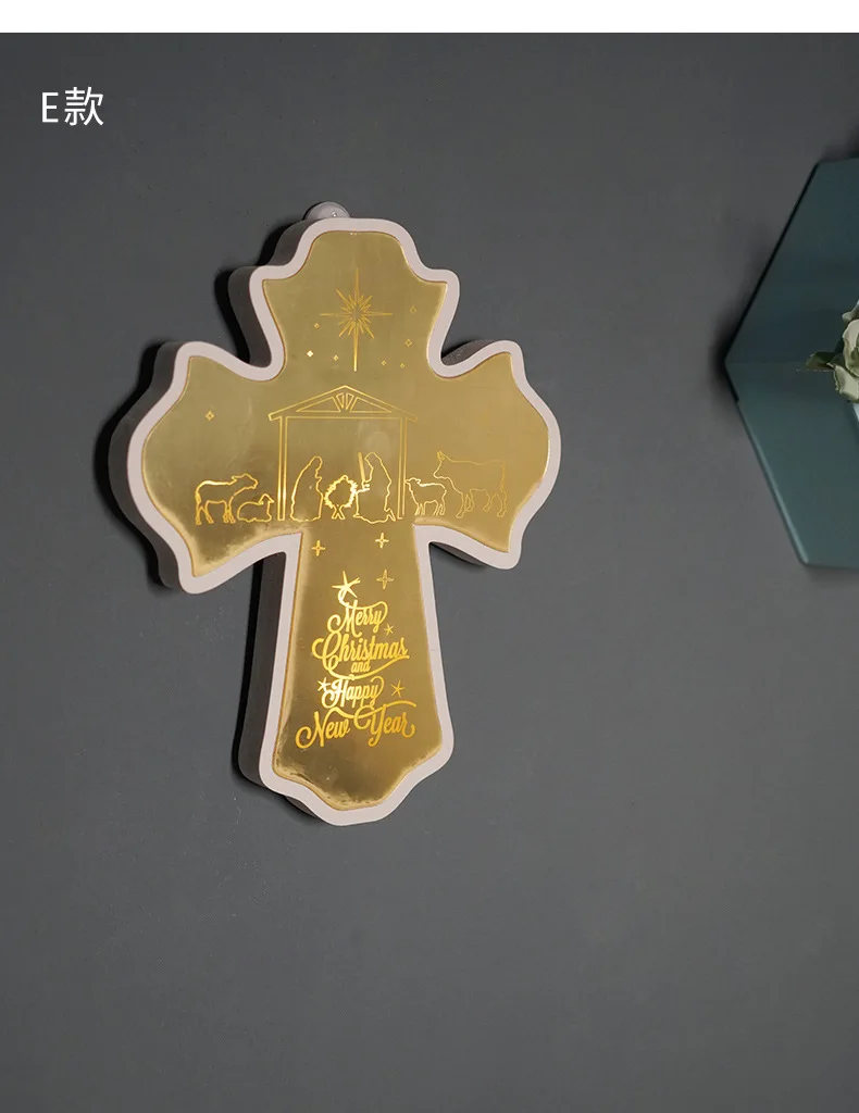 
Christmas led decoration lights atmosphere lights cross Christian crafts religious ornaments pendant 