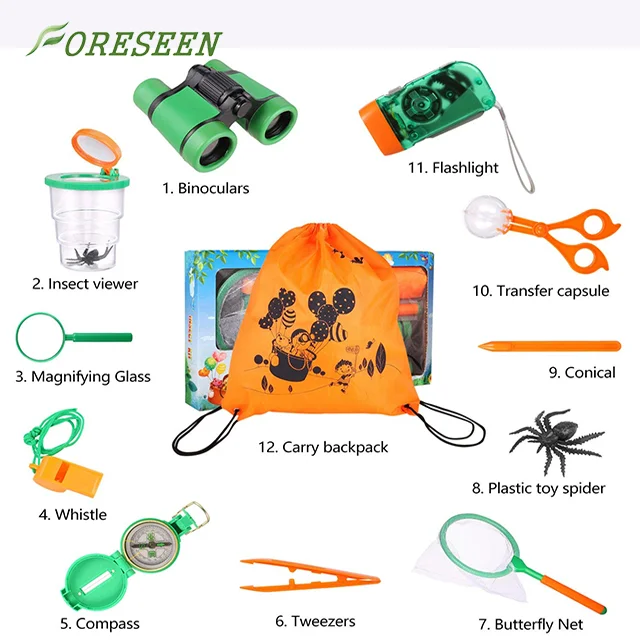 Предвиденный amazon Набор детских игрушек для исследования на открытом воздухе Бинокль фонарик компас увеличительное стекло свисток