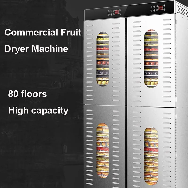 80-layers Food dehydrator Commercial/home dual-use food dryer Stainless steel fruit vegetable drying machine 220V 6000W