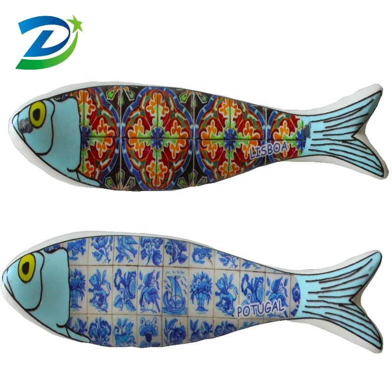 Portugal souvenirs customized ceramic fish fridge magnet for souvenir gifts
