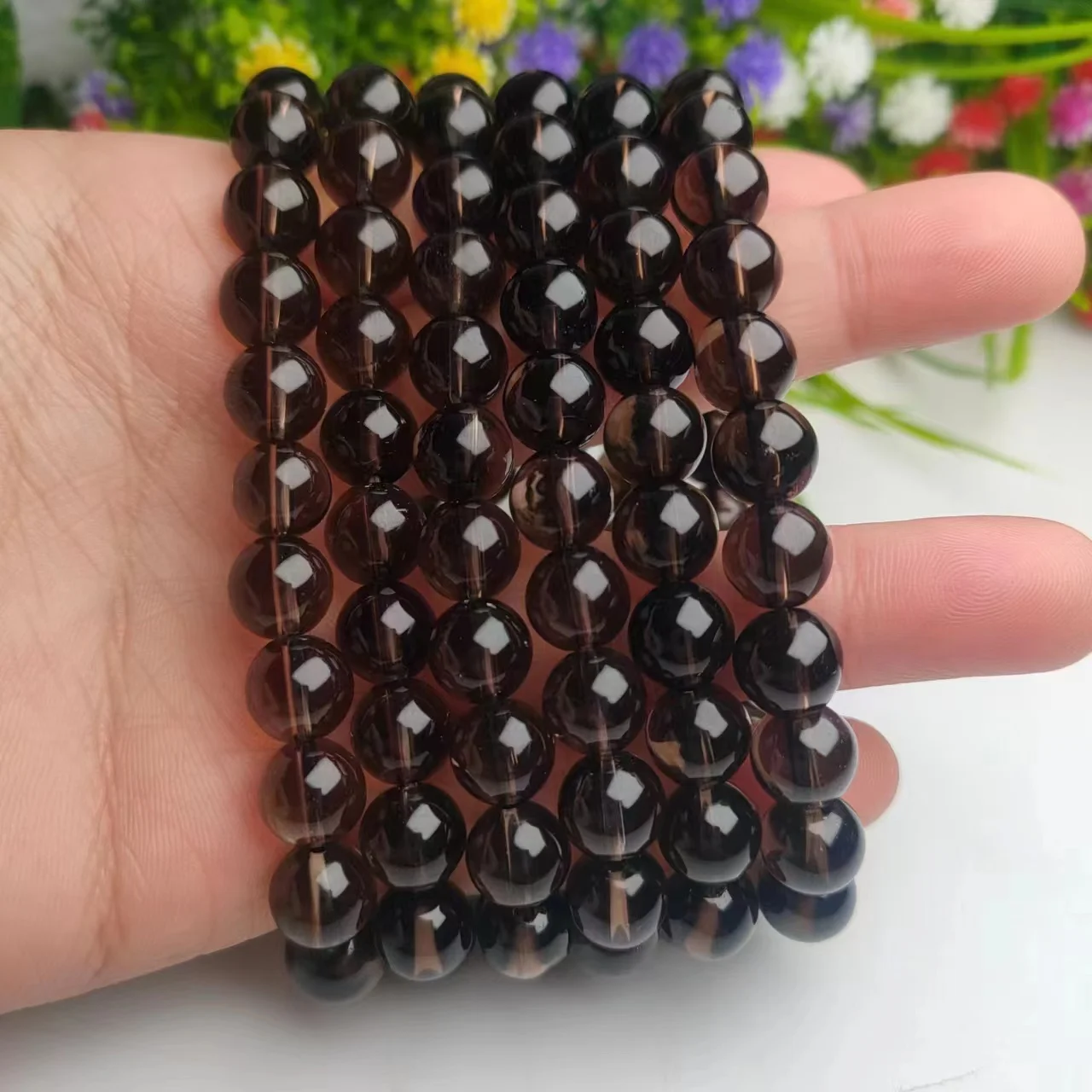 High quality nice price Natural Crystal Bracelet lovely 8 mm Smoky quartz bracelet for Gift