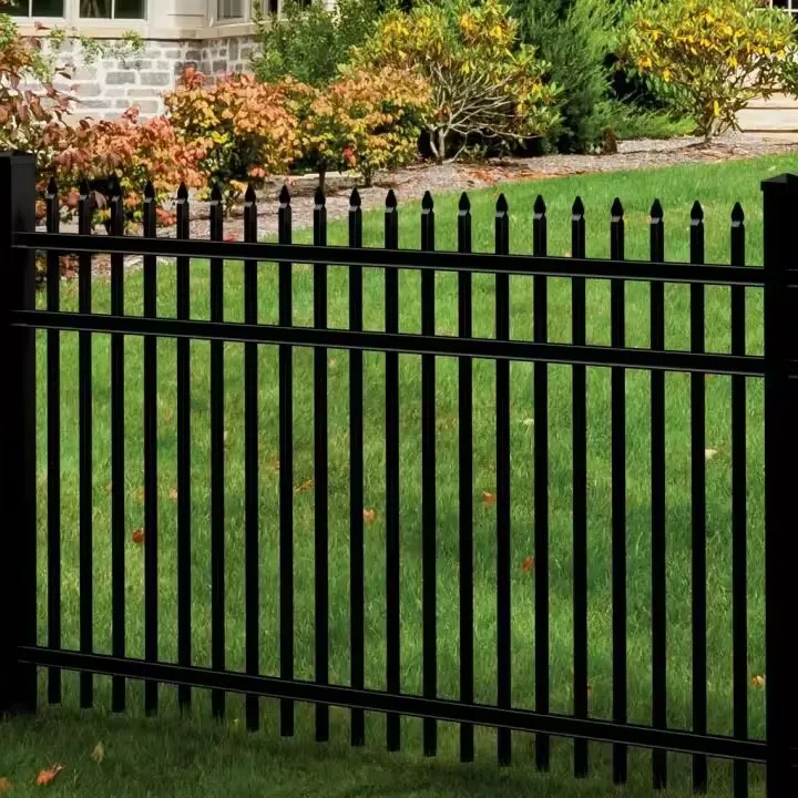 Popular Decorative Wrought Iron Flat Top Fence Low Maintenance Powder-Coated Steel Metal Fence Protection Elegant Design Privacy