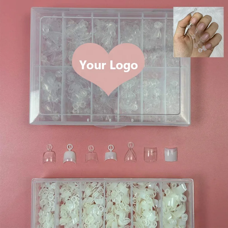 600Pcs Box Nail Tips New Mini Moon/Triangle French Stick Manicure Sheets Short Round Clear Natural False Nail Tips