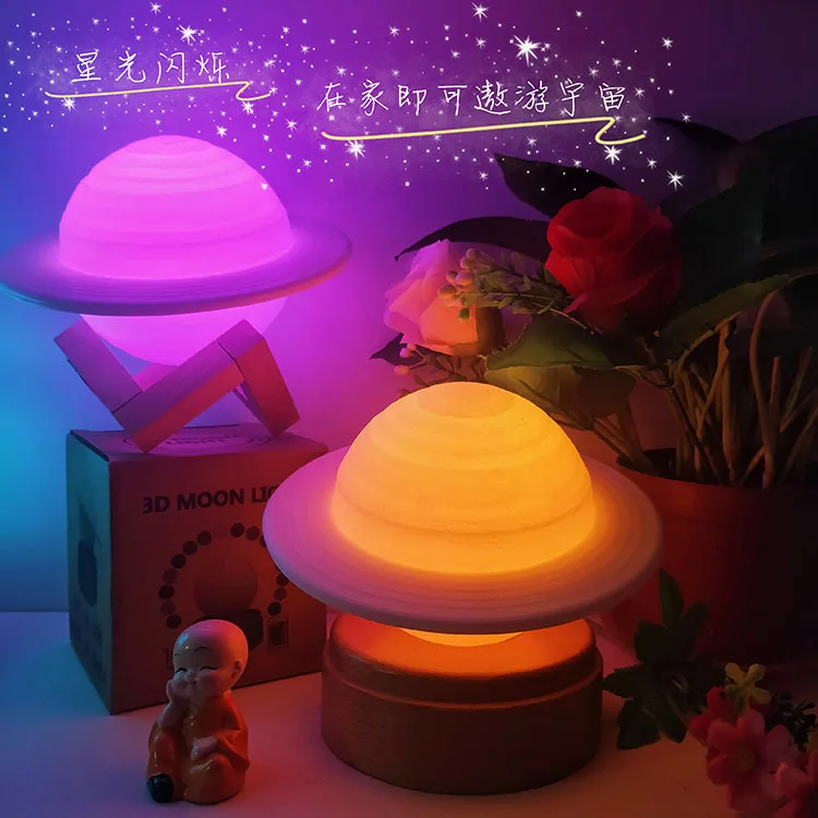 creative diy moon planet led night lights floating levitating planet lamp 3d printed table lamp