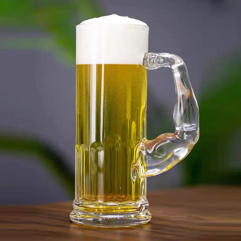beer Mug thickened large capacity wine glass cold drinkware wholesale Cheap Glass Beer mug with handle