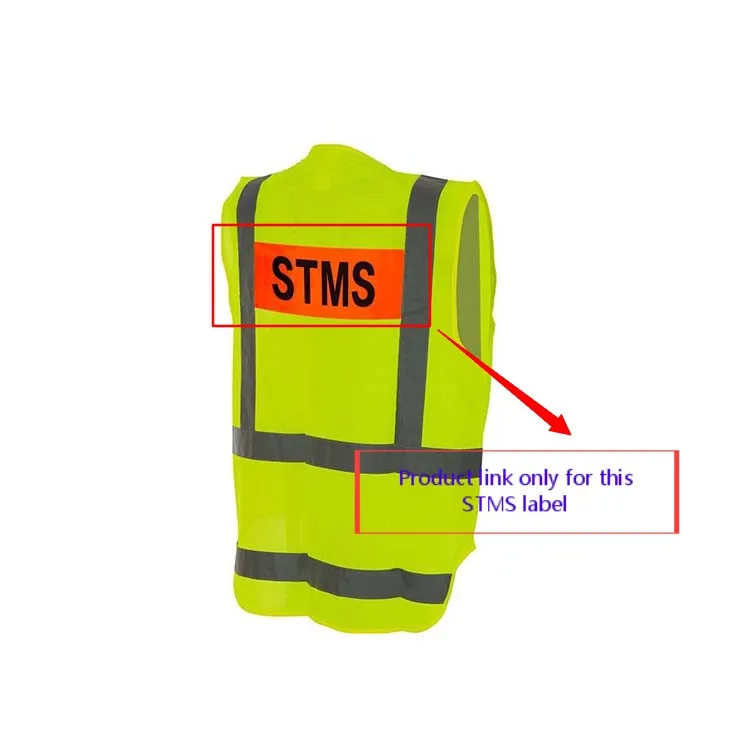 W011A Hi-Vis Orange STMS Label Patch On Safe Vests For NZTA Site Traffic Management Supervisor