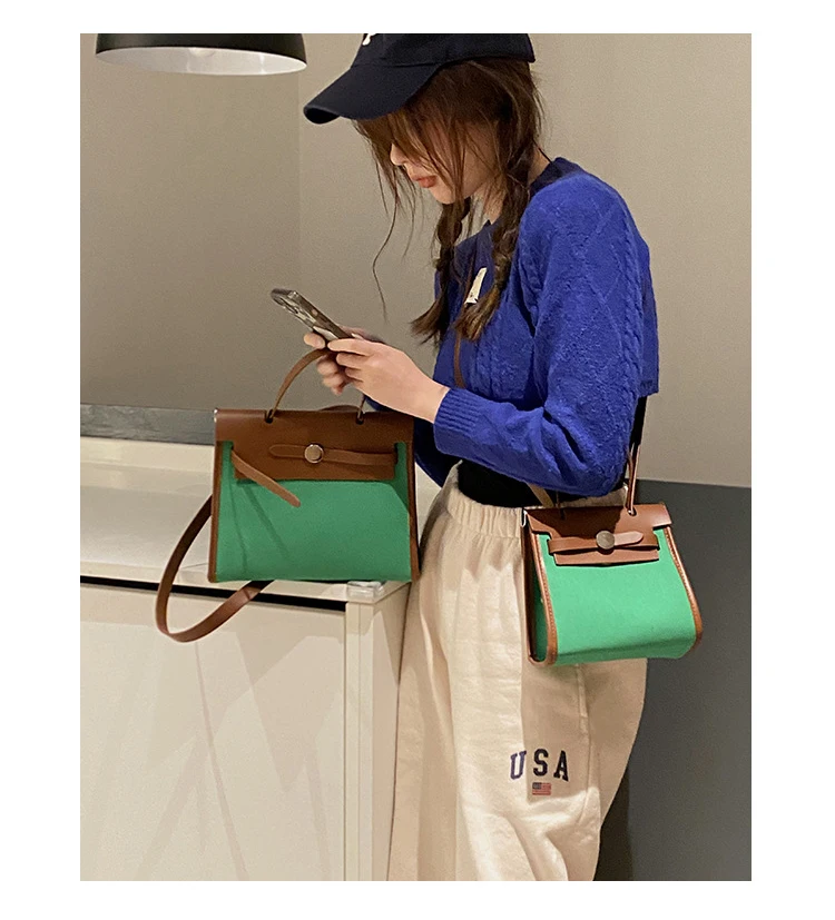 High Quality Large Capacity Casual Ladies Bags Handbags New Fashion Fashion Canvas Button Handbags