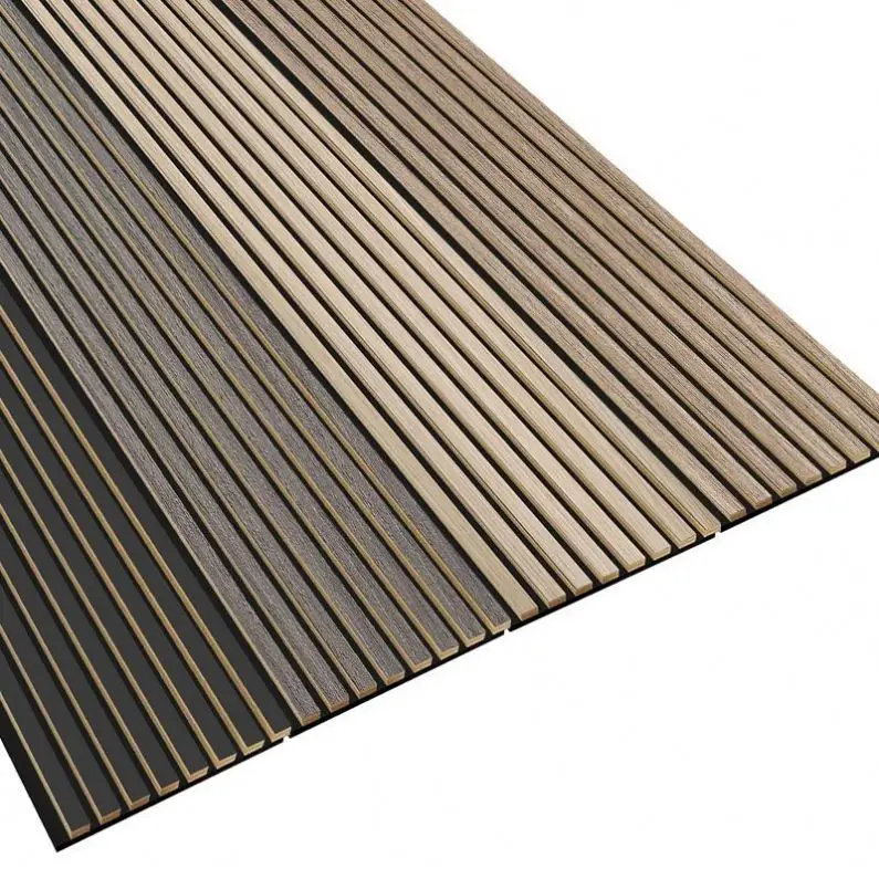 Smoky Oak Veneer Finish Luxury American Walnut Pet Board Acoustic Slat Wood Wall Panels Suppliers Akoestische Panelen