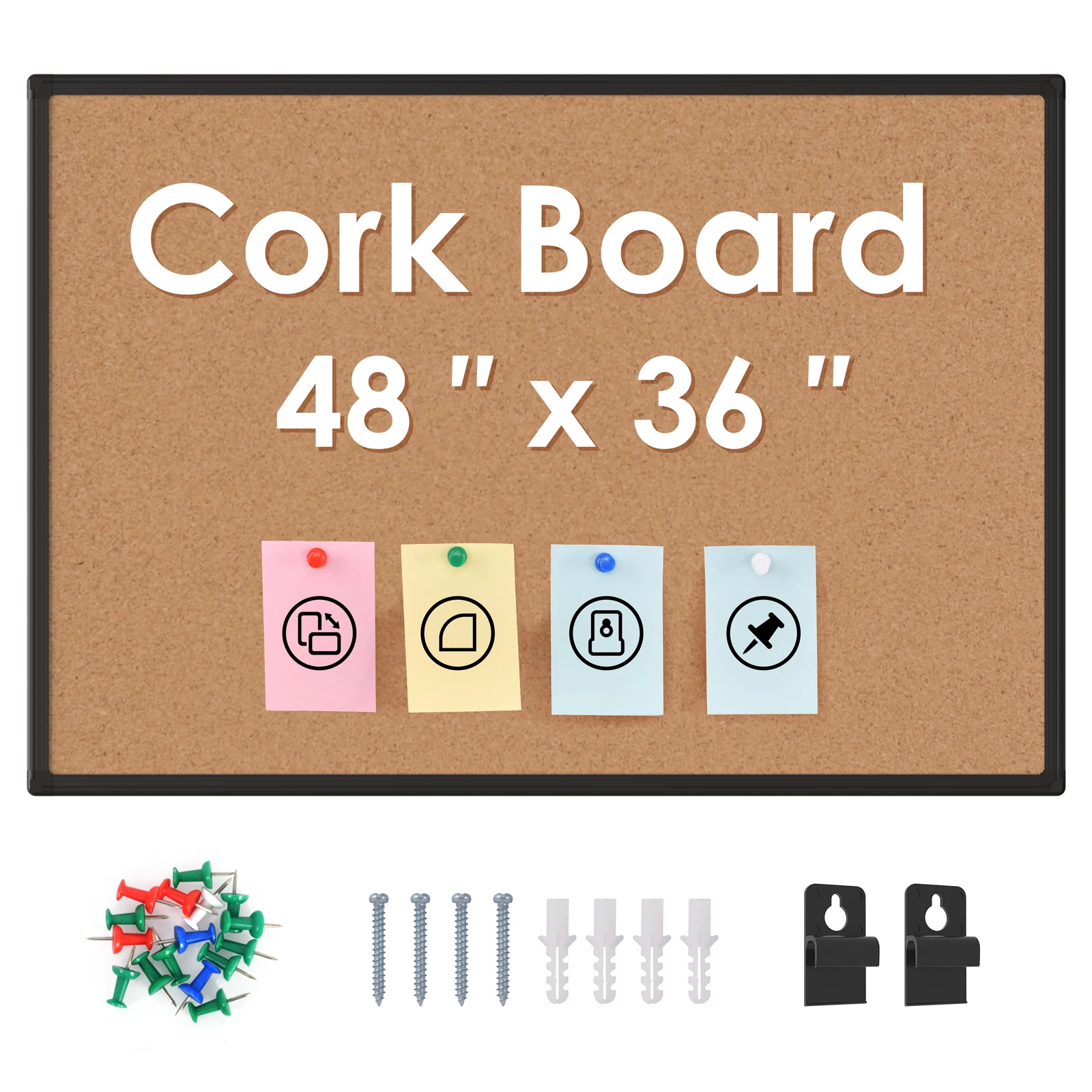 36*48inch  bulletin cork board  with black aluminum frame durable and light weight notice board