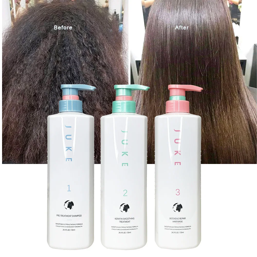 Professional Brazilian Keratin Hair Smoothing Treatment Organic Best Blowout Straightening System for Dry and Damaged Hair