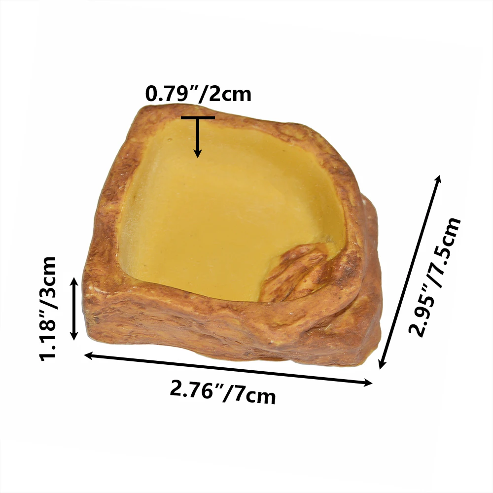 Reptile Water Dish Terrarium Resin Rock Water Bowl Pets Bowls and Feeders Turtle Reptile Food Water Feeding Bowl
