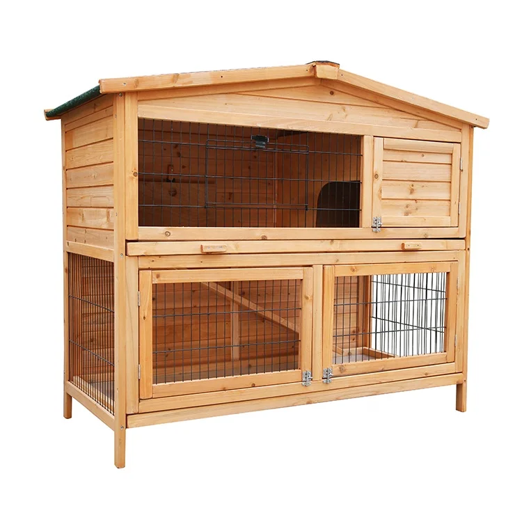 Factory design direct sales wooden pet rabbit house 2 story rabbit hutches pet house for sale