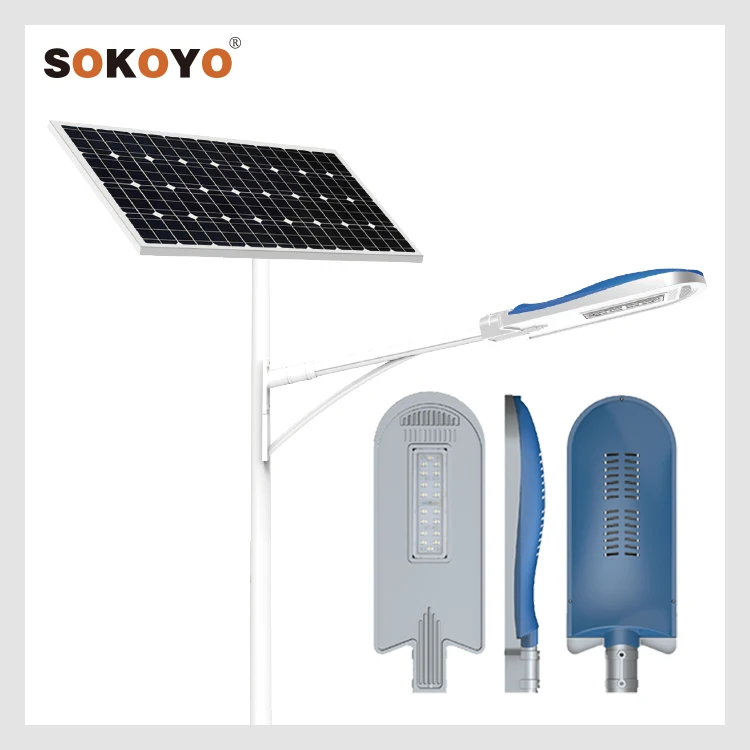 SOKOYO 12V Split Die Cast 30 Watt Outdoor Lampadaire Solaire Solar Led Street Light With Pole