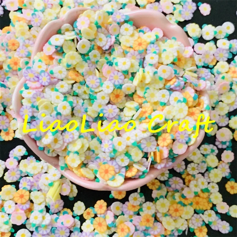 1kg Mix Daisy Clay Flower with leaves Slices Polymer Clay Sprinkles For Diy Crafts Tiny Cute 5mm Plastic Klei Mud Particles