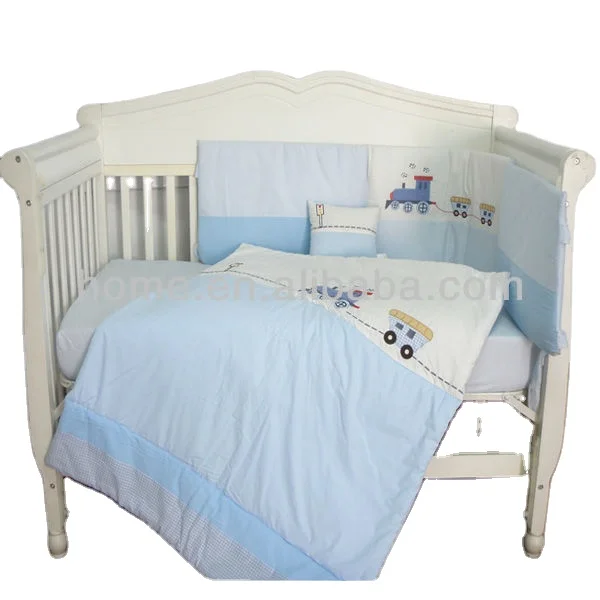 Polyester Patchwork Folded Cotton Plain Woven Crib European Baby Boy Bedding Sets