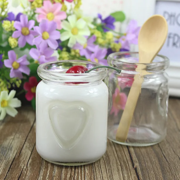 Food Grade Round Food Container Bottle Storage100ml 150ml Pudding Yogurt Milk Clear Glass Jar With Plastic Lid Cork