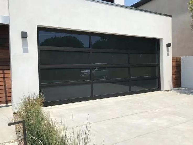 Luxury Impact Tempered Aluminum Alloy Glass Framed Garage Door Modern Well Insulated Commercial Glass Garage Doors for Homes