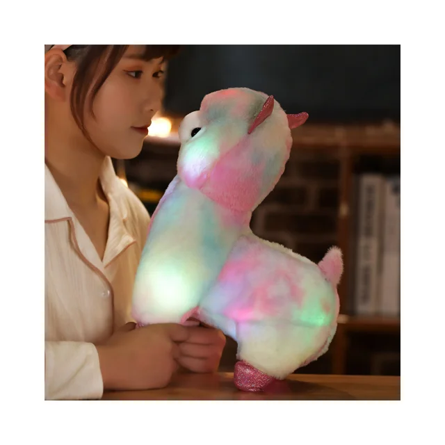 Valentines Day Girls Gift Alpaca Plush Toy Stuffed Pillow With Led Light