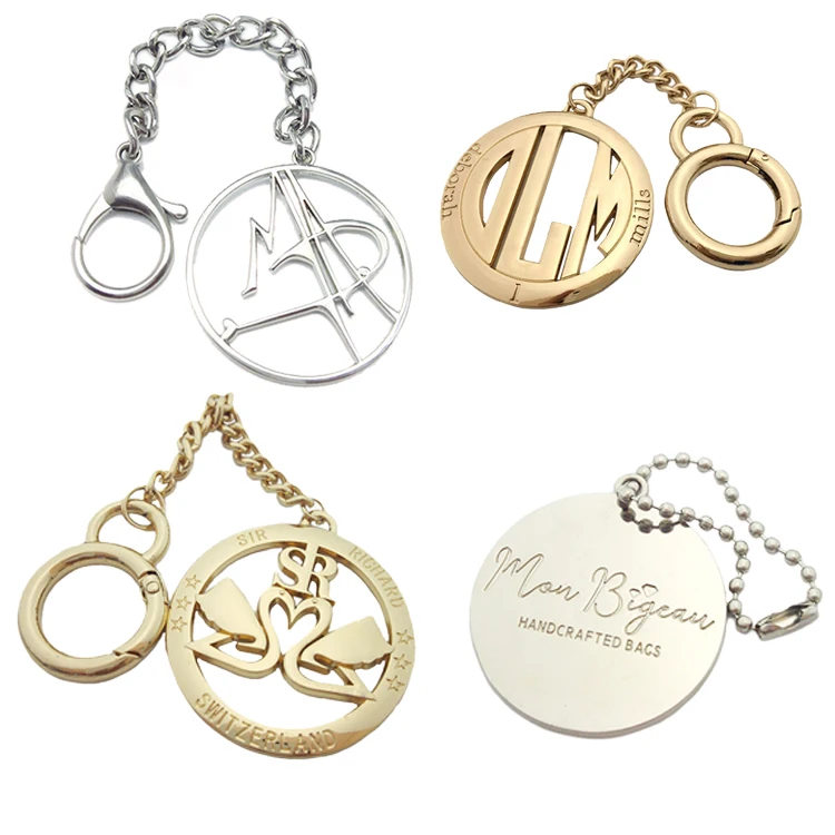 2024 Zinc alloy engraved metal bag tags custom handbag metal label plate for luggage