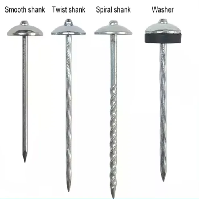 nails with plastic rubber washer twisted umbrella roofing nails