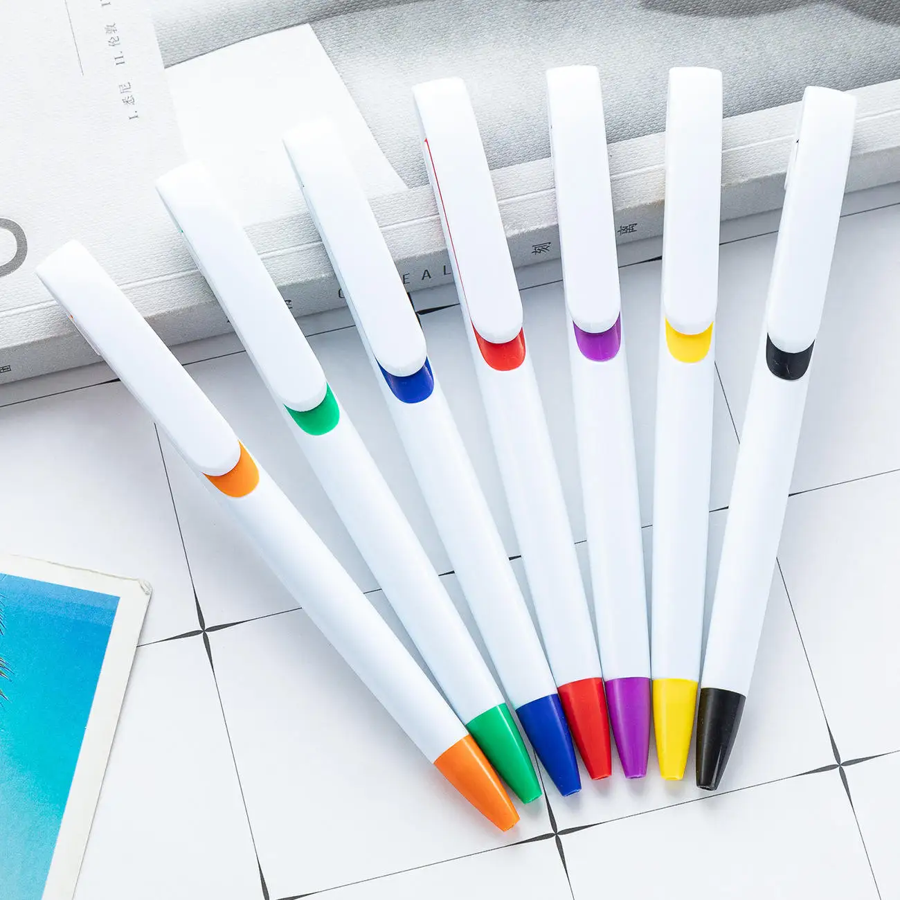 MIDA Custom Logo Back School Plastic Ballpoint Pen with Sublimation Heat Transfer Printing Sublimation Pen
