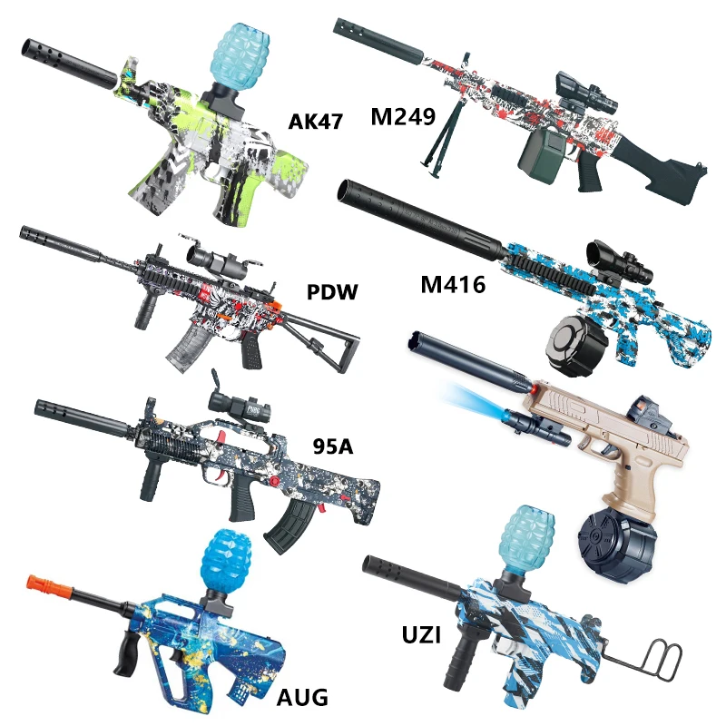 2023 Newest Design Electric Automatic Gel Blaster Gun M416 AK47 MP5 Water Bullet Ball Gun Shooting Toy Guns