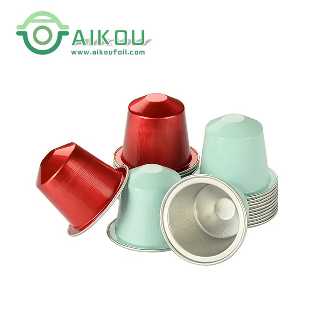 Disposable colorful tea aluminum foil pod with heat sealed lid eco friendly multi compatible nespresso empty coffee capsules