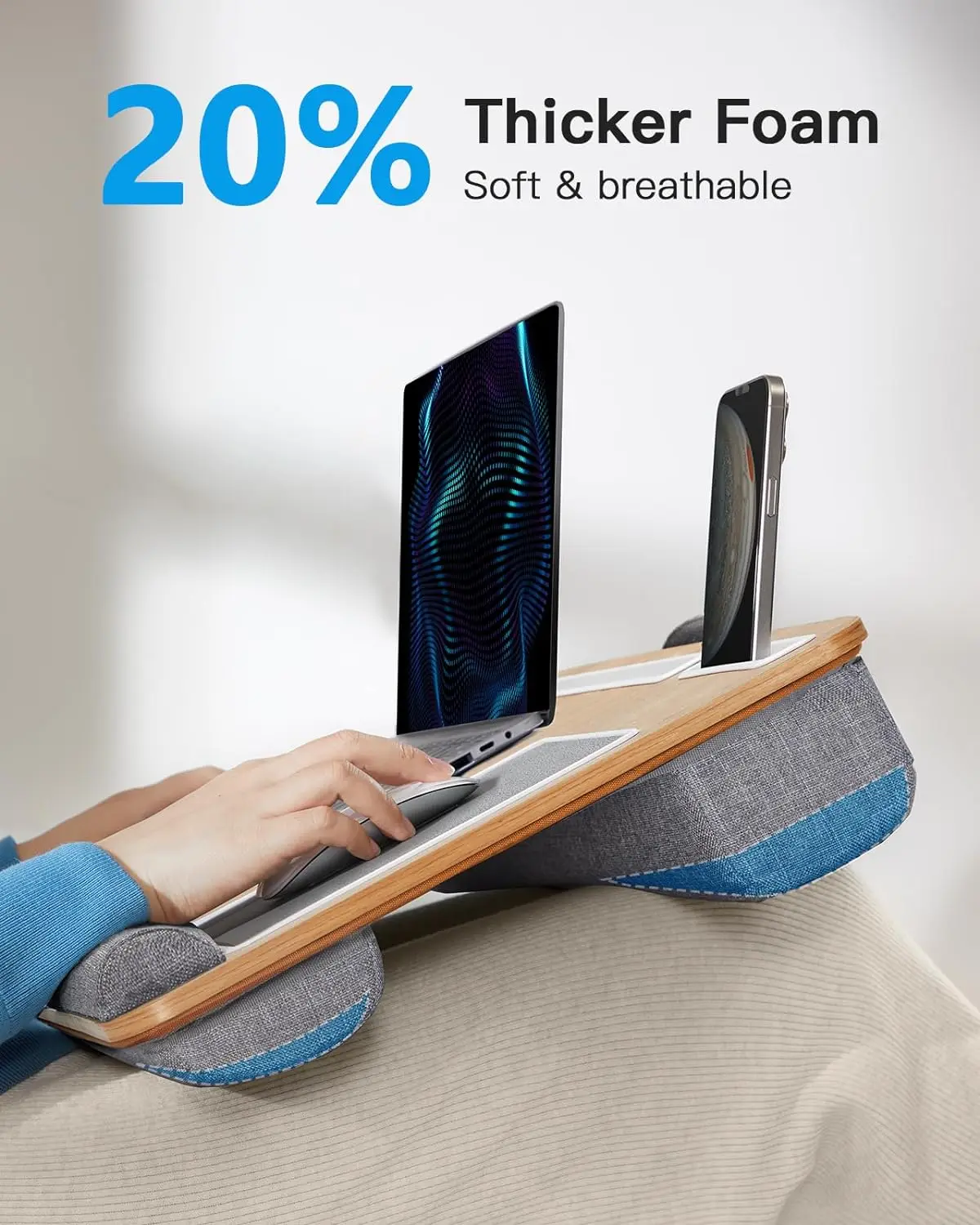 Portable mobile lap laptop stand tray desk holder with pillow cushion