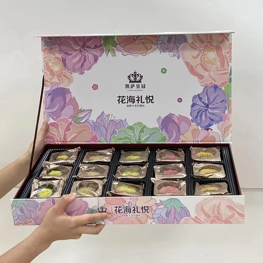 Custom Logo Rigid Paper Packaging Chocolate Candy Cookie Moon Cakes Magnetic Gift Boxes With Dividers