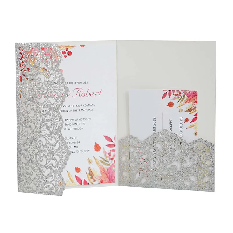 Stylish European Style Wedding Invitation Card Shine Laser Cut Wedding Invitation Custom Wedding Invitation