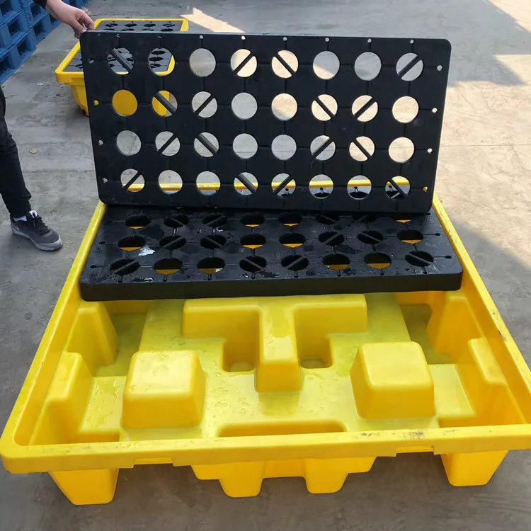 Heavy Duty HDPE  4 Drums Spill Pallet For Petroleum Wholesale Heavy Duty 2 Drums Spill Plastic Pallet