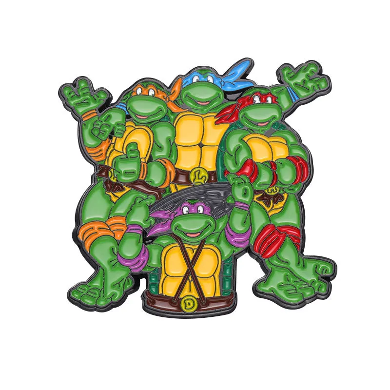 Wholesale Teenage Mutant Ninja Turtle Enamel Pin Custom Funny Animal Hat Brooches Shirt Lapel Bag Cute Badge Cartoon Toy Gift