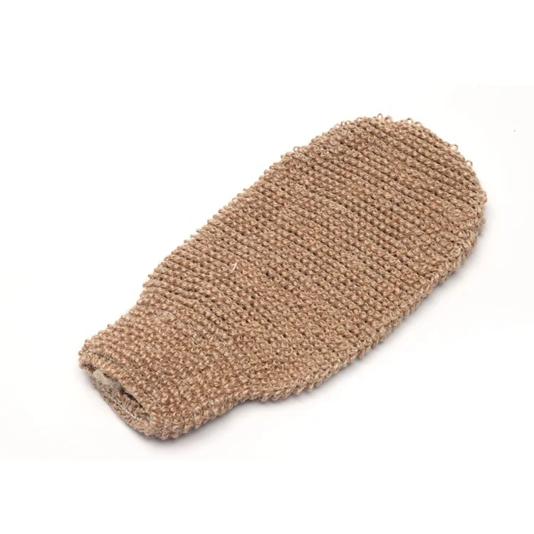 Wholesale soft shower massage body wash bath hemp glove exfoliating mitt gloves for spa